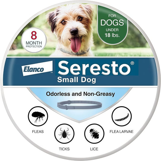 Seresto Small Dog Vet-Recommended Flea & Tick Treatment & Prevention Collar for Dogs Under 18 lbs | 8 Months Protection